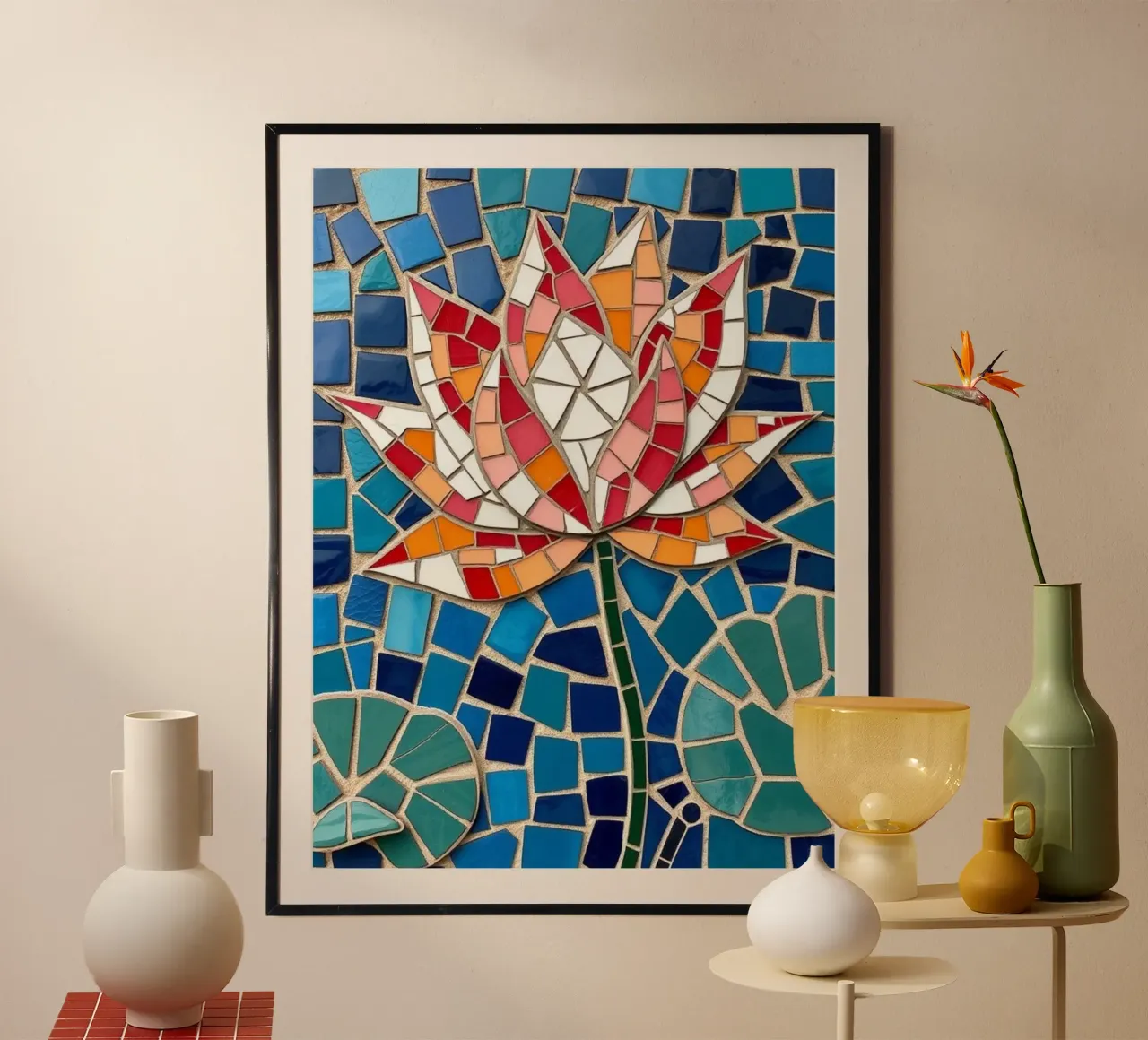 Il fiore della serenità: Un mosaico di tranquillità carta hahnemühle da Artistic-shop