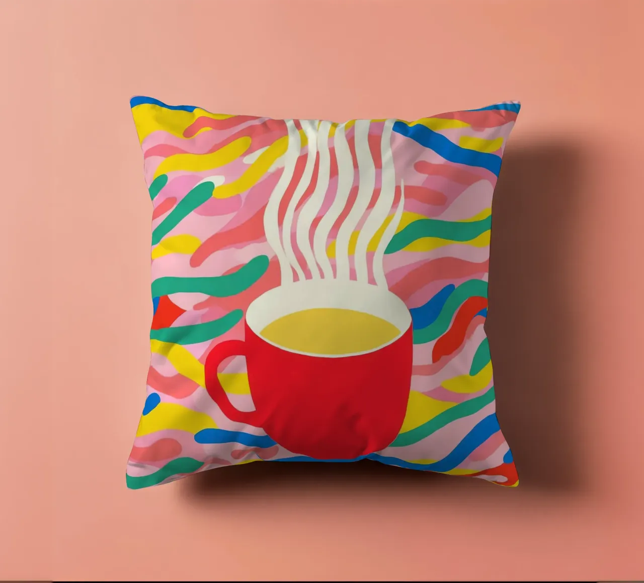 Pausa caffè ottimista | Pop Art cuscino da Autofocus