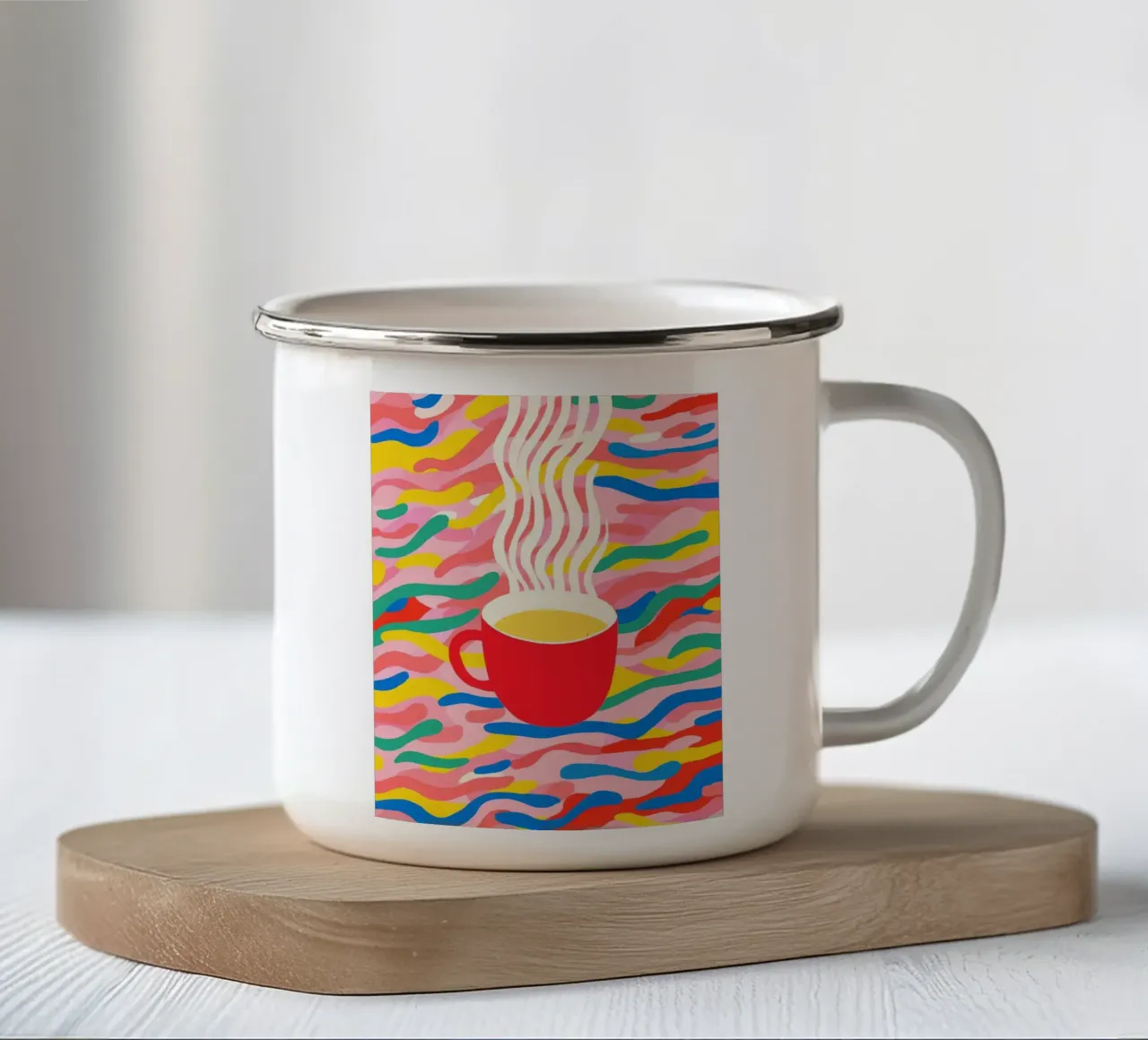 Pausa caffè ottimista | Pop Art tazza in smalto da Autofocus