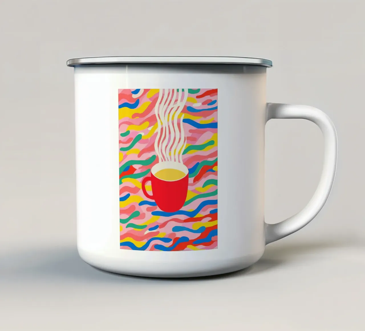Pausa caffè ottimista | Pop Art tazza in smalto da Autofocus