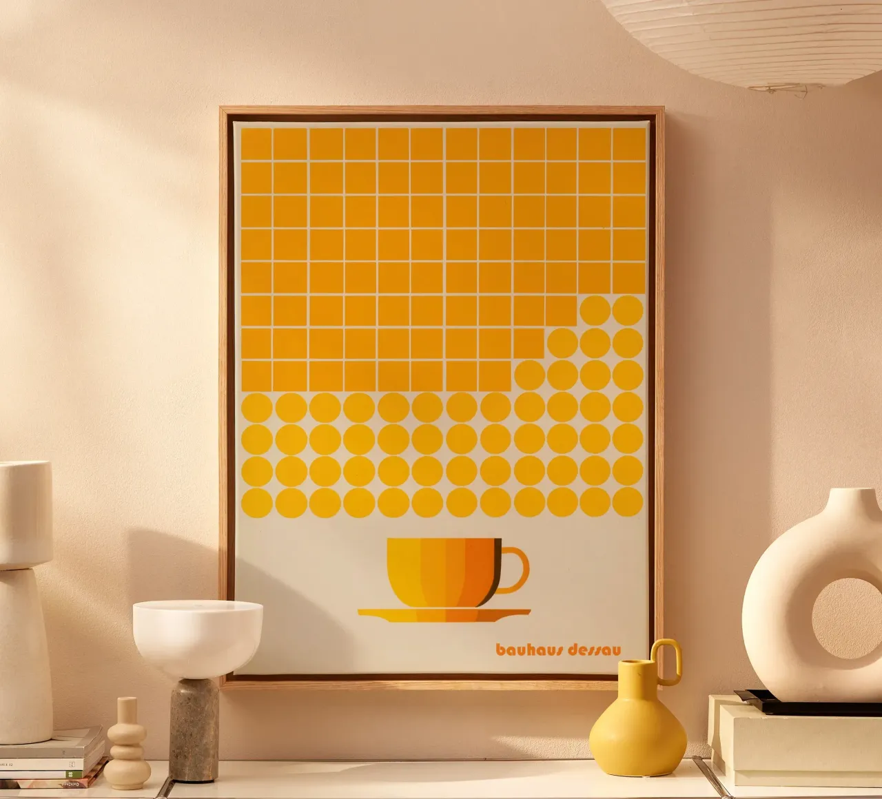 Yellow Bauhaus coffee mug | For design lovers canvas by Autofocus