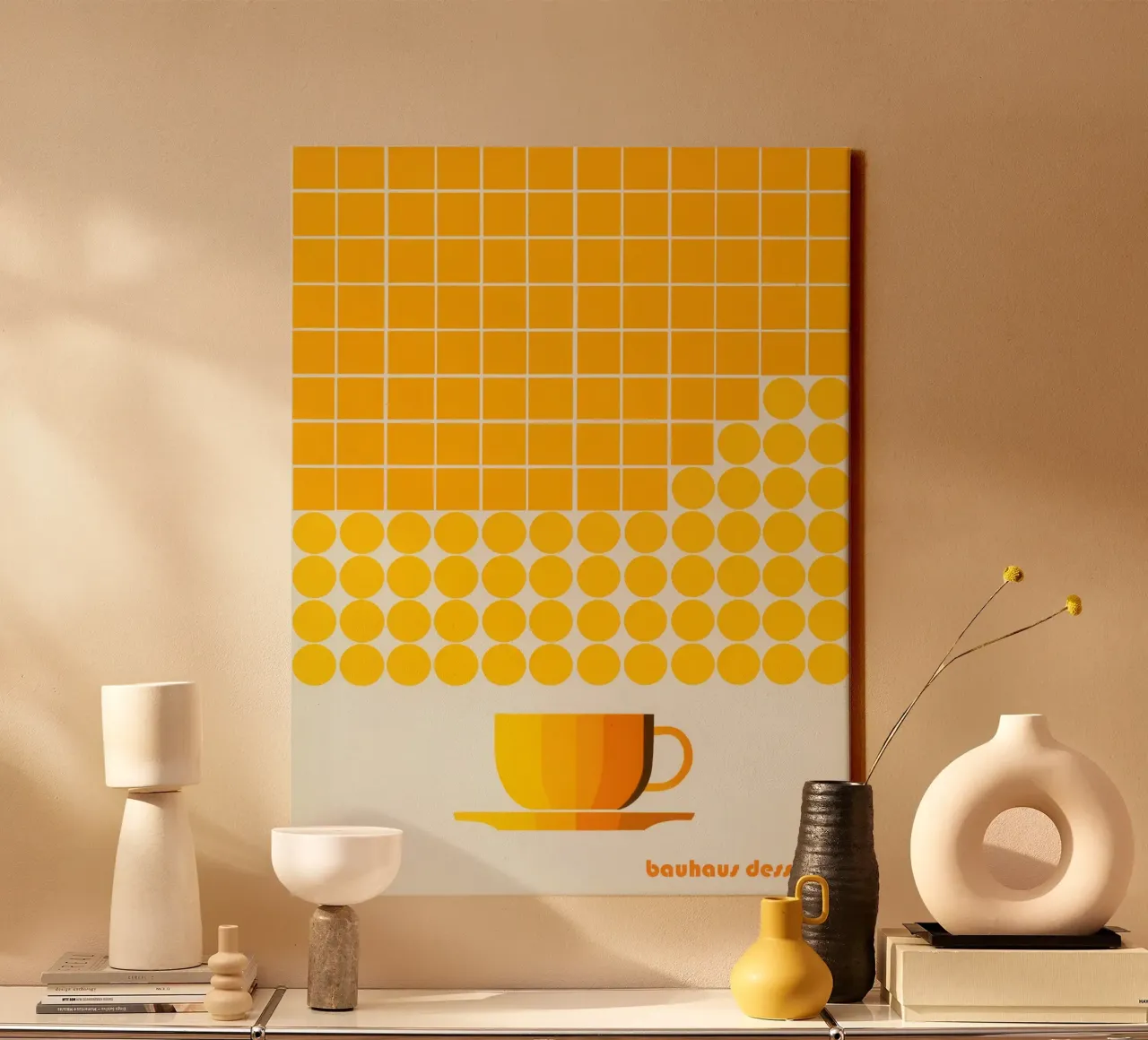 Yellow Bauhaus coffee mug | For design lovers canvas by Autofocus