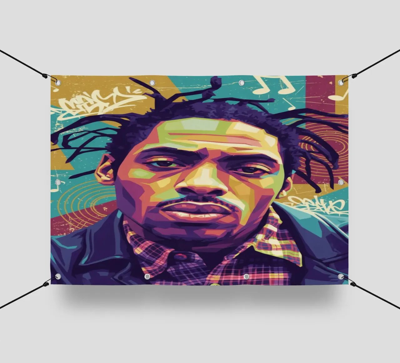 Ritratto pop art di Coolio telo in pvc da Hantamrata