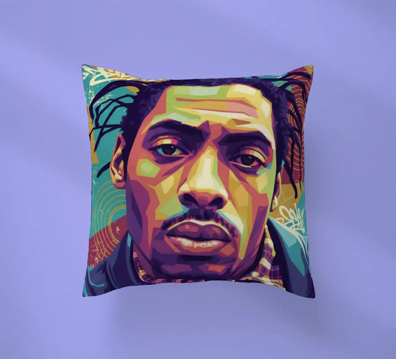 Ritratto pop art di Coolio cuscino da Hantamrata