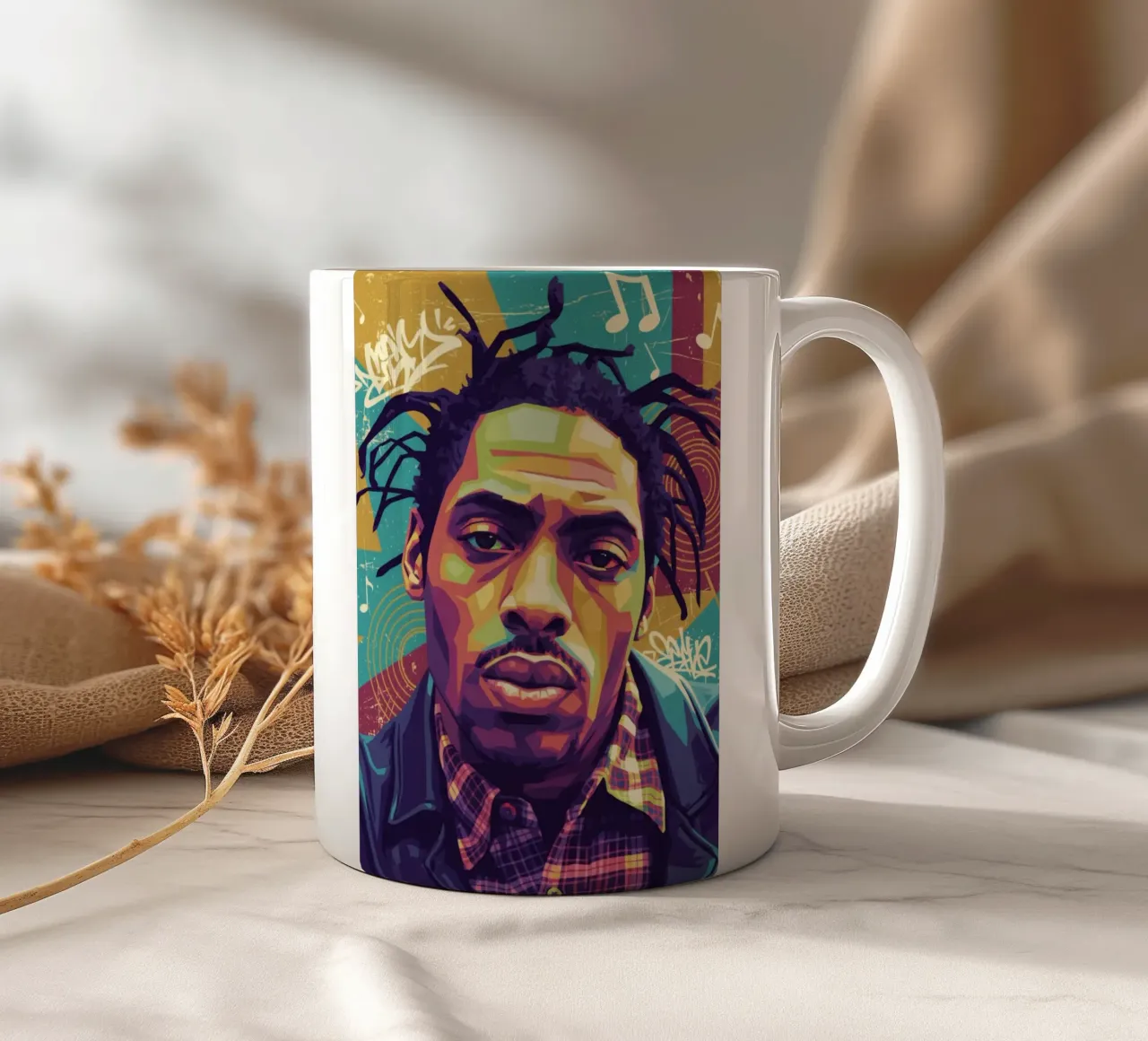 Ritratto pop art di Coolio tazza in ceramica da Hantamrata