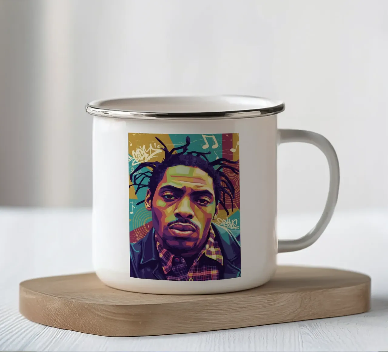 Ritratto pop art di Coolio tazza in smalto da Hantamrata