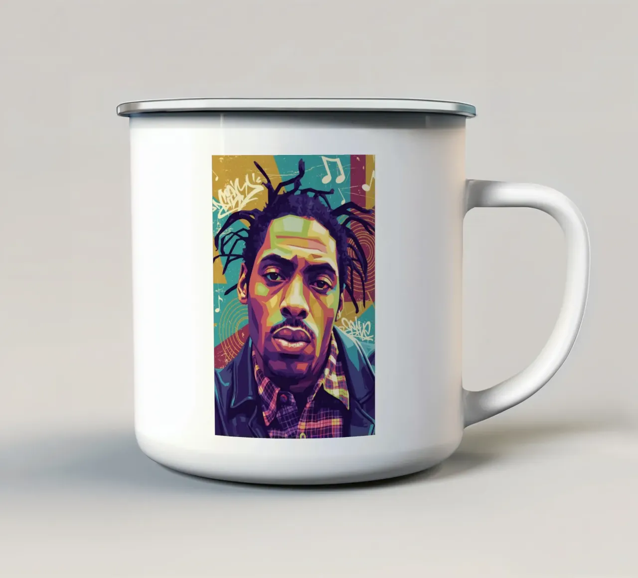 Ritratto pop art di Coolio tazza in smalto da Hantamrata