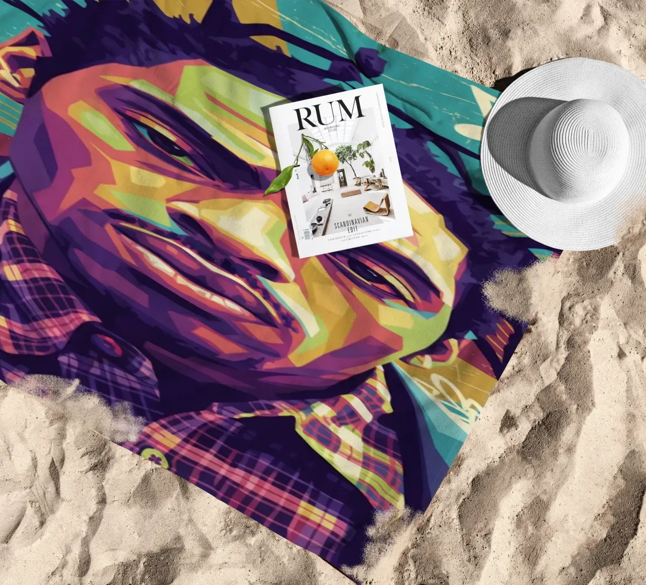 Ritratto pop art di Coolio telo mare da Hantamrata