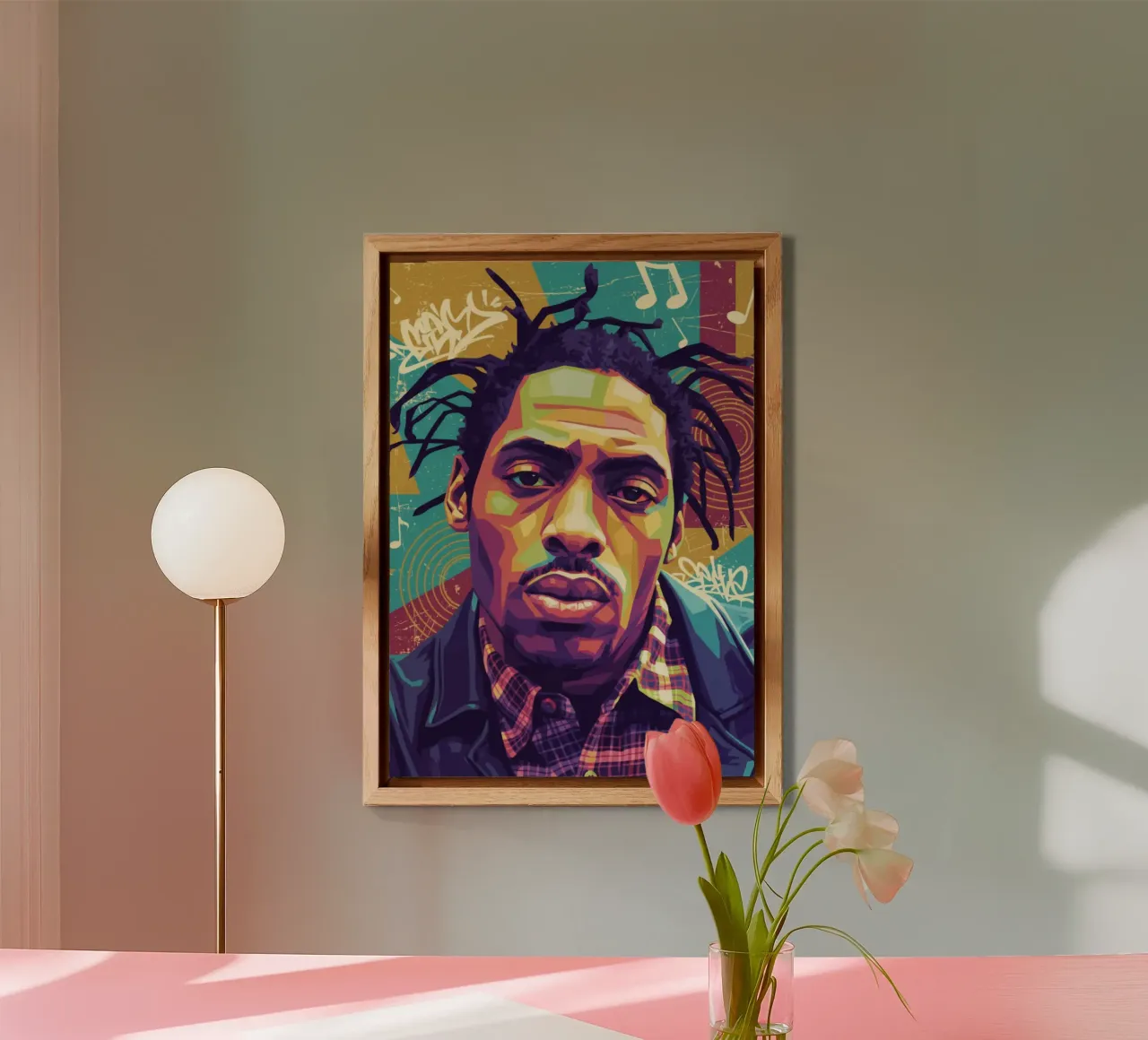 Ritratto pop art di Coolio alluminio dibond da Hantamrata