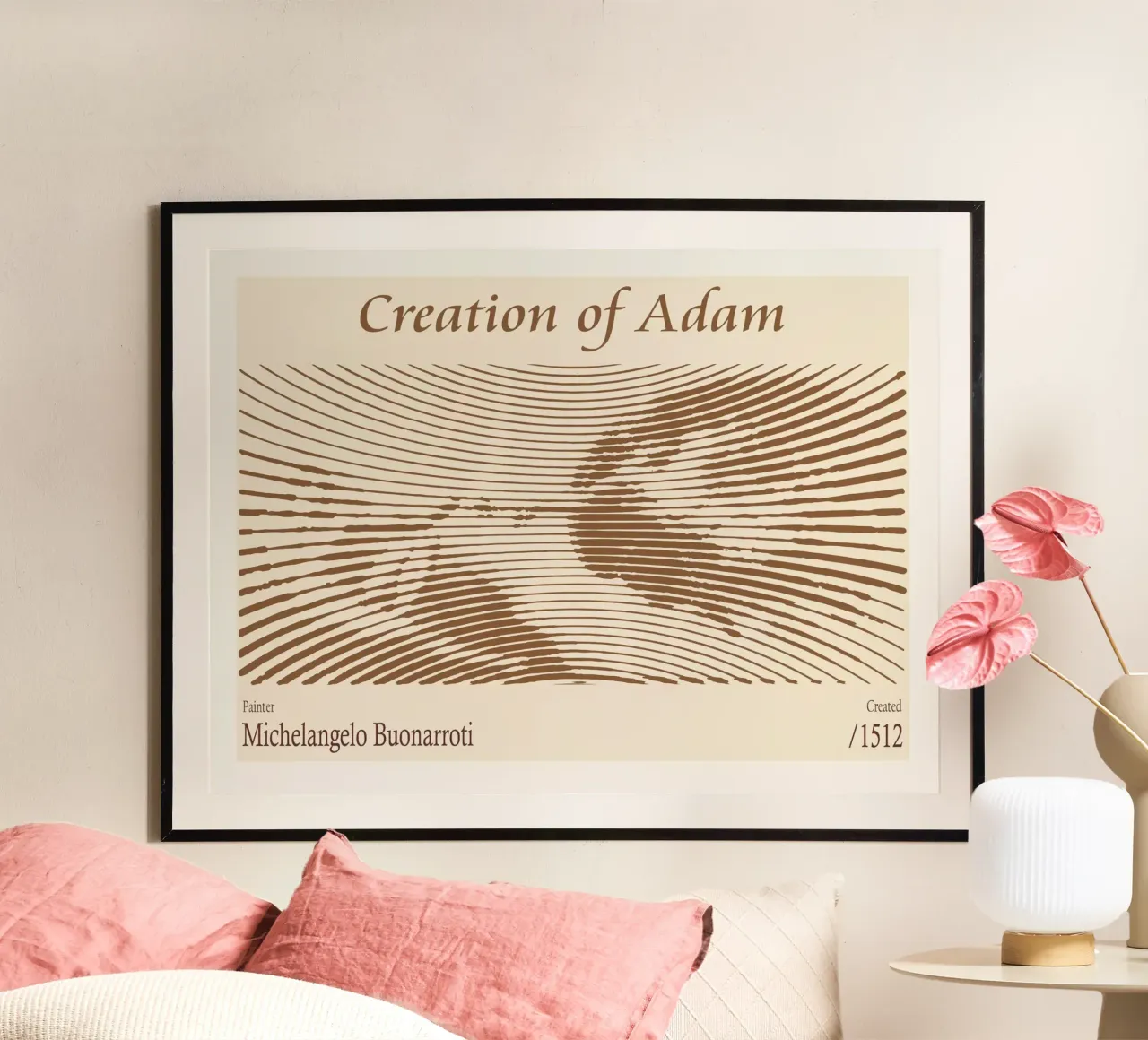 Erschaffung von Adam - Michelangelo Buonarroti Poster mit Holzrahmen von Doa Project