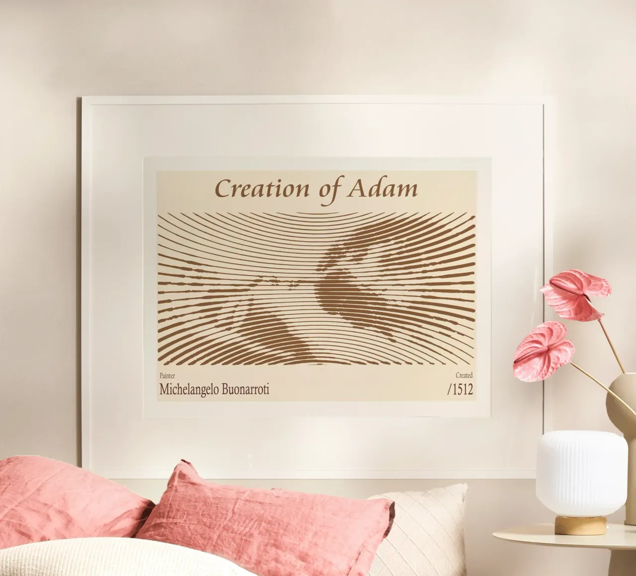 Erschaffung von Adam - Michelangelo Buonarroti Poster mit Holzrahmen von Doa Project