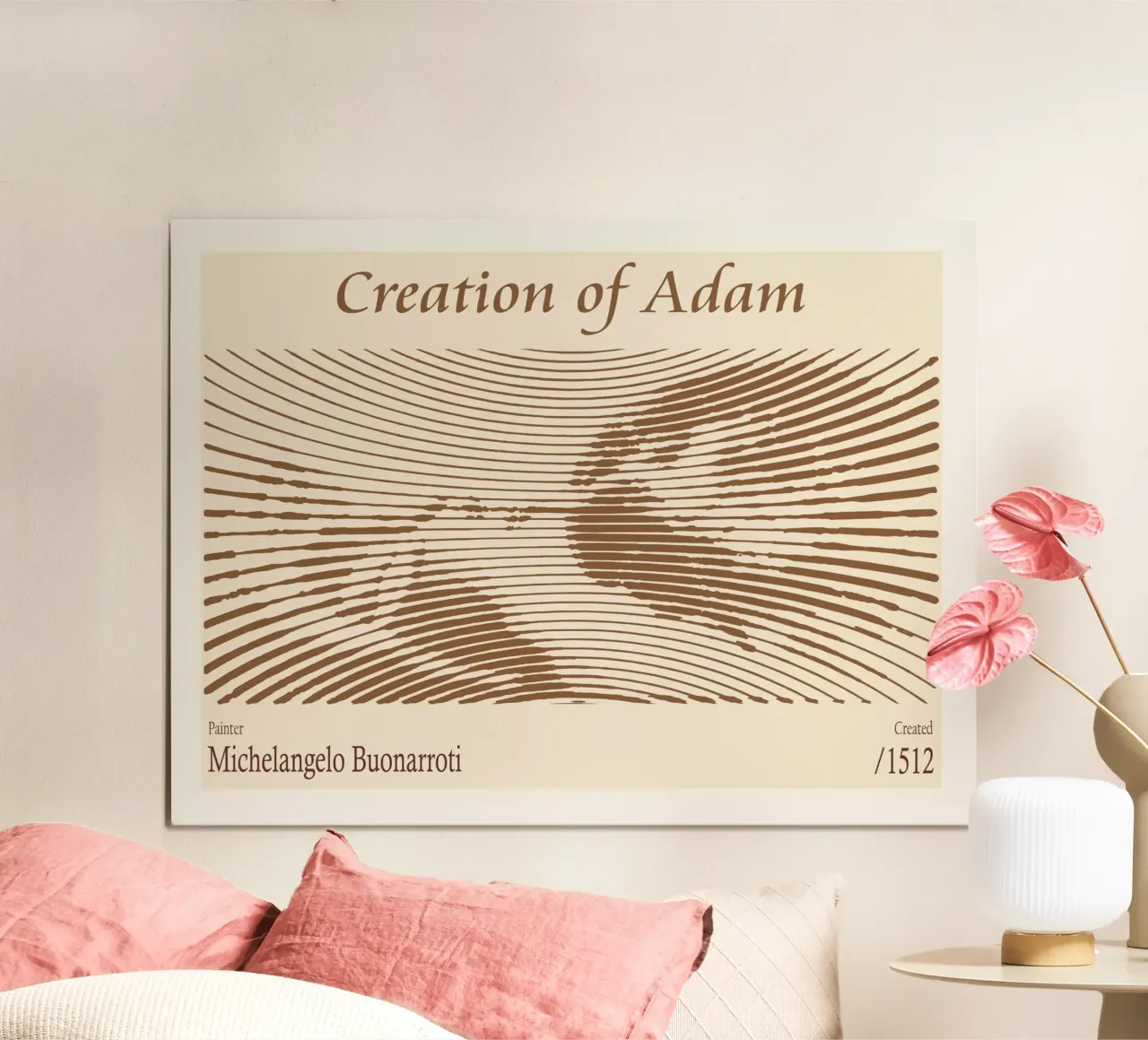 Erschaffung von Adam - Michelangelo Buonarroti Poster mit Holzrahmen von Doa Project