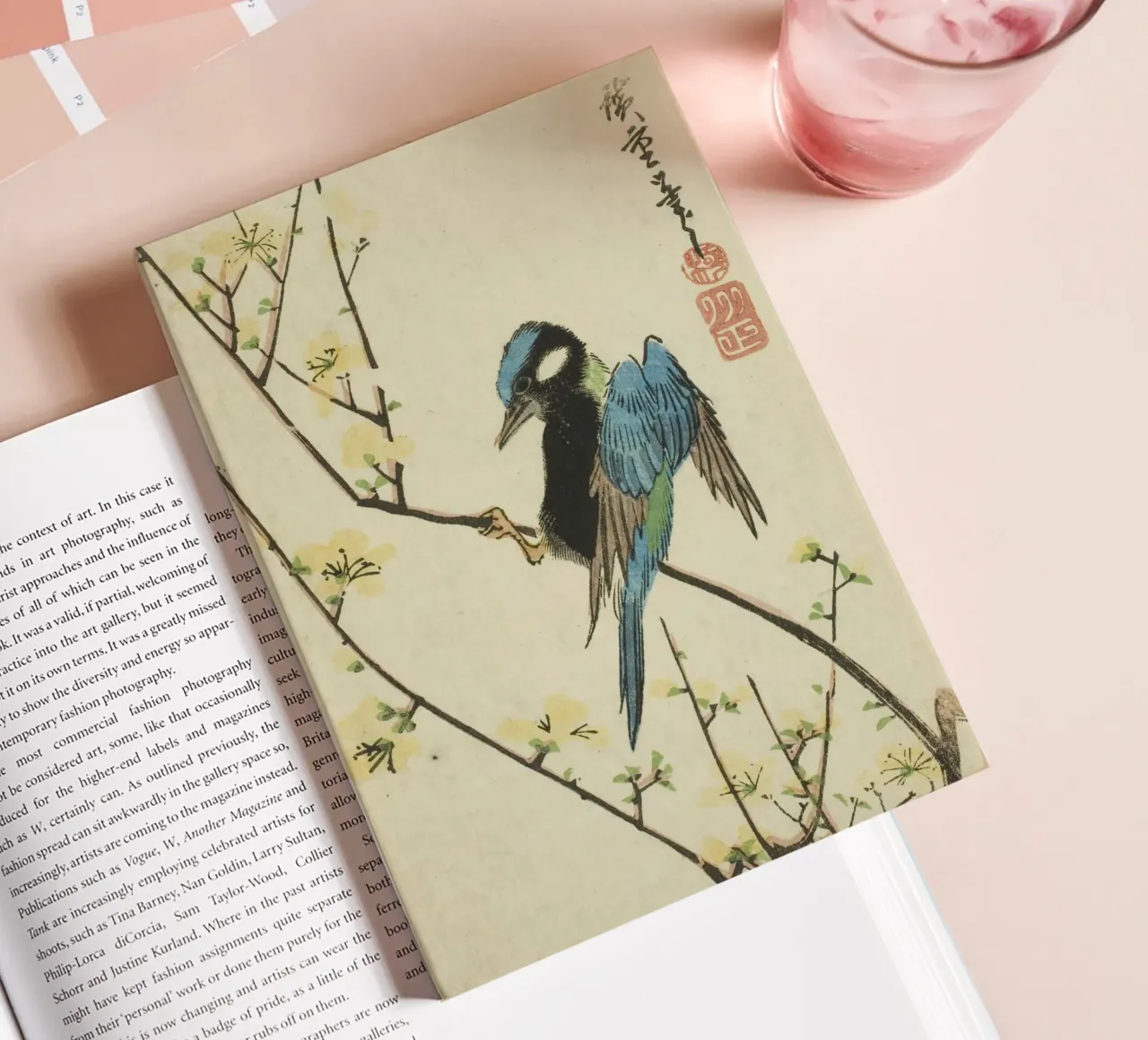 Java sparrow on cherry branch notebook by vintageshop