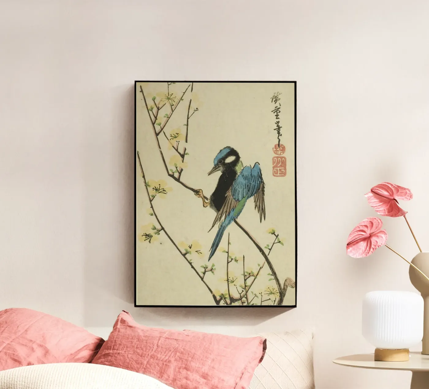Java sparrow on cherry branch plexiglass da vintageshop