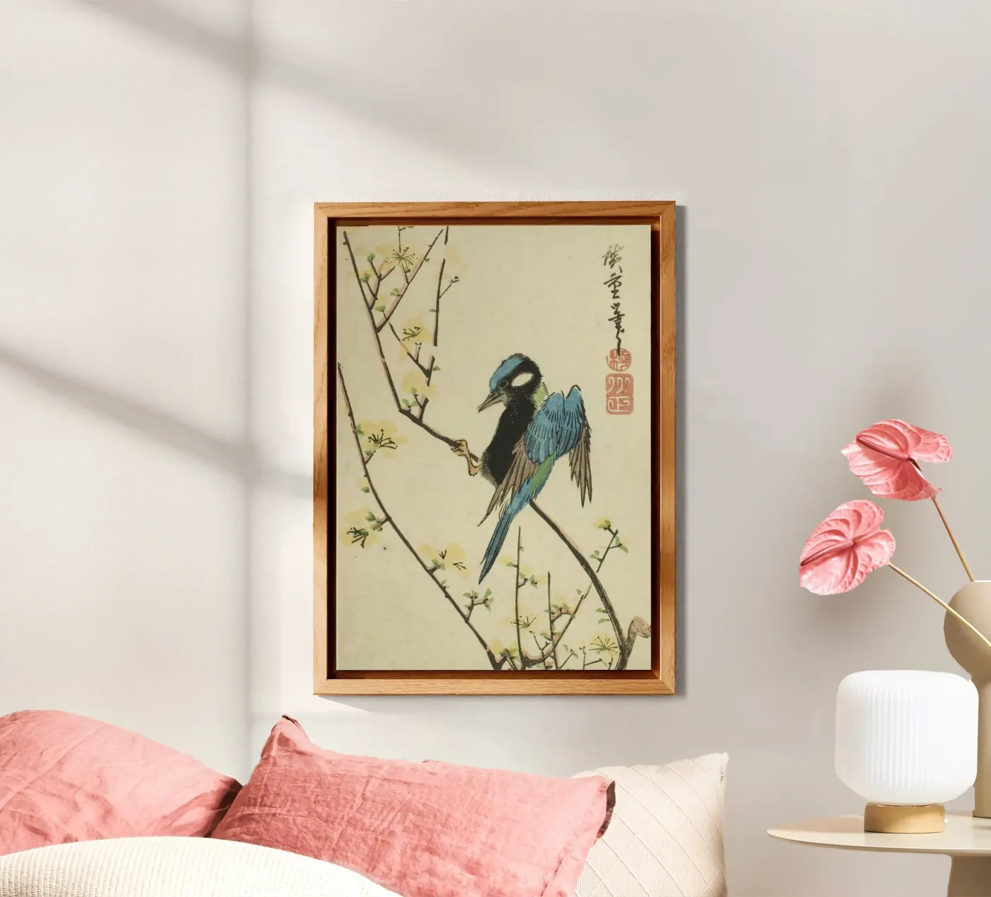 Java sparrow on cherry branch forex-plaat van vintageshop