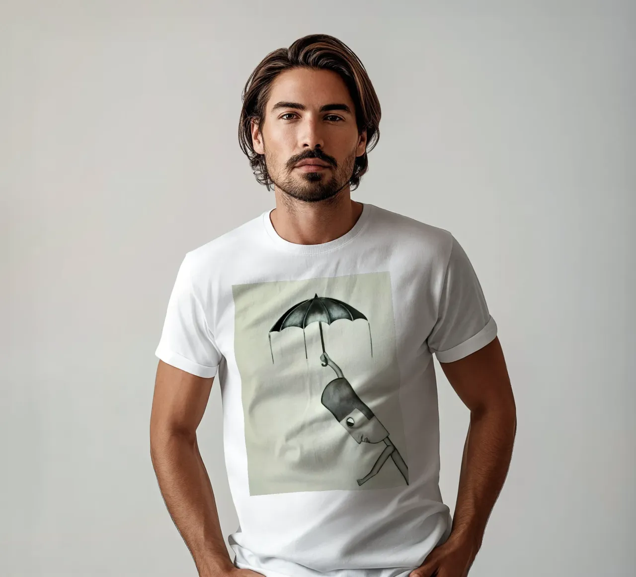 Man in the Rain ( detail) t-shirt da Leslie Greenrod