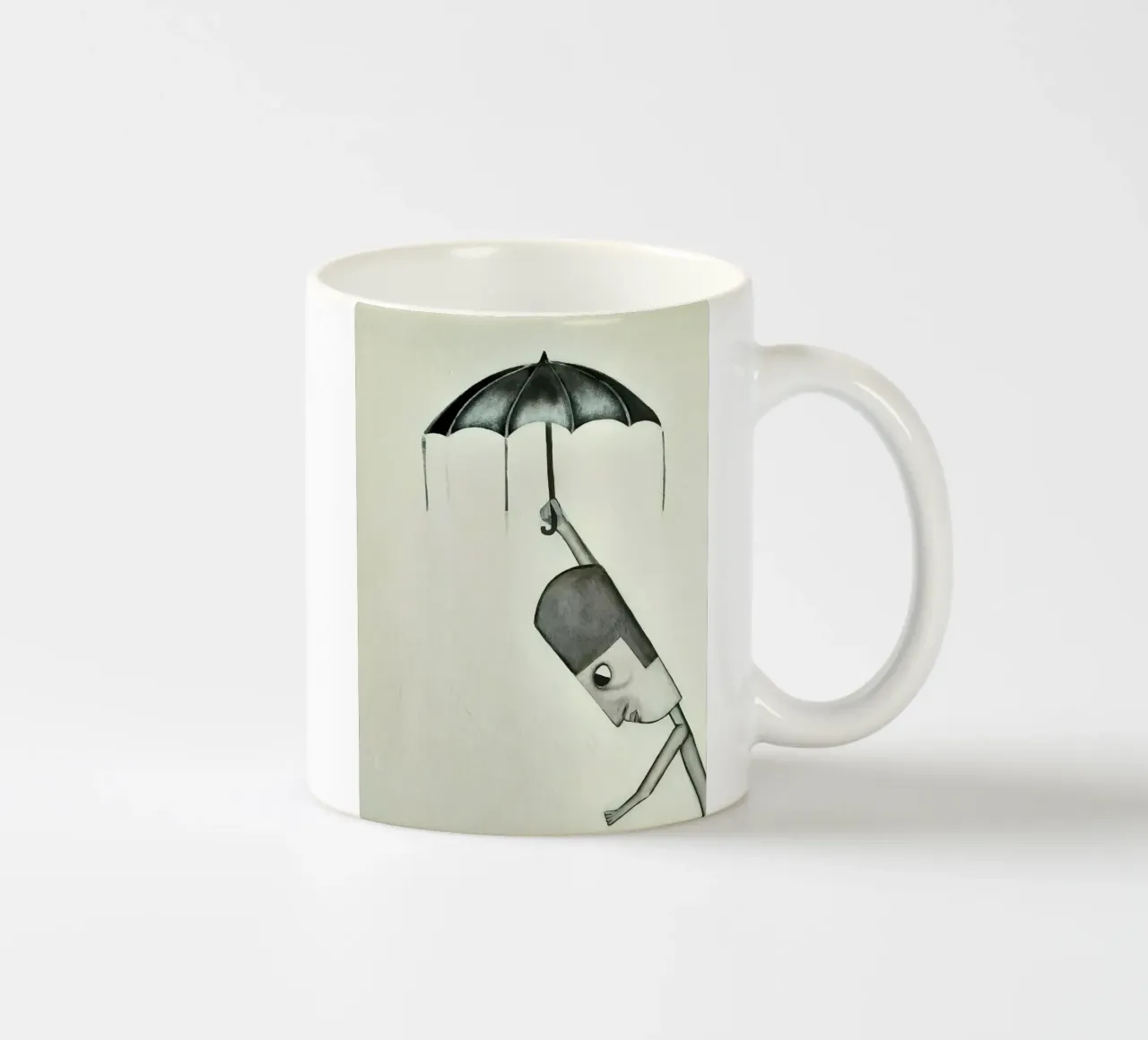 Man in the Rain tazza in ceramica da Leslie Greenrod
