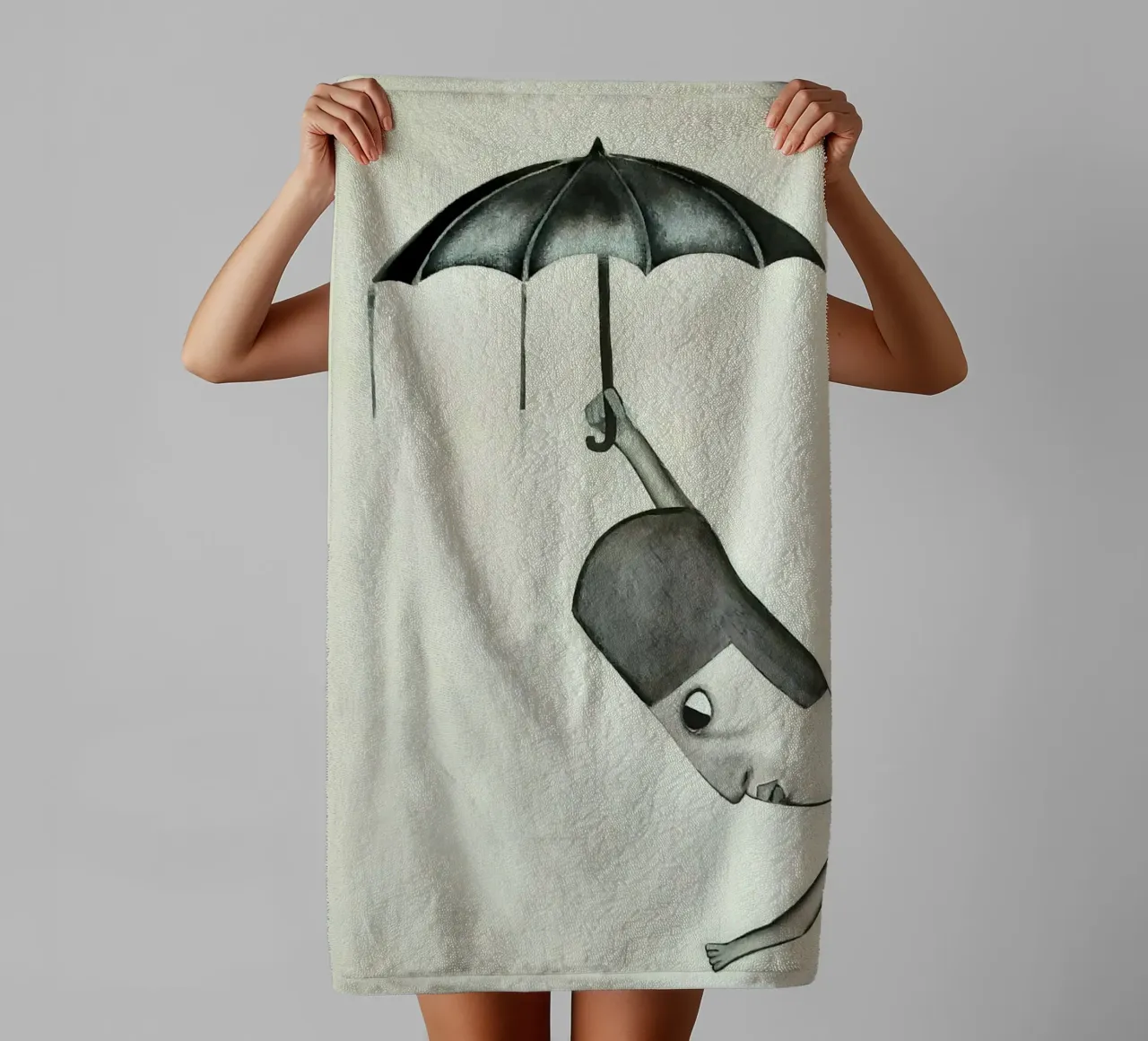 Man in the Rain Handtuch von Leslie Greenrod