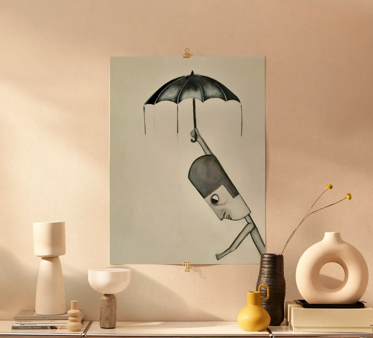Man in the Rain carta hahnemühle da Leslie Greenrod