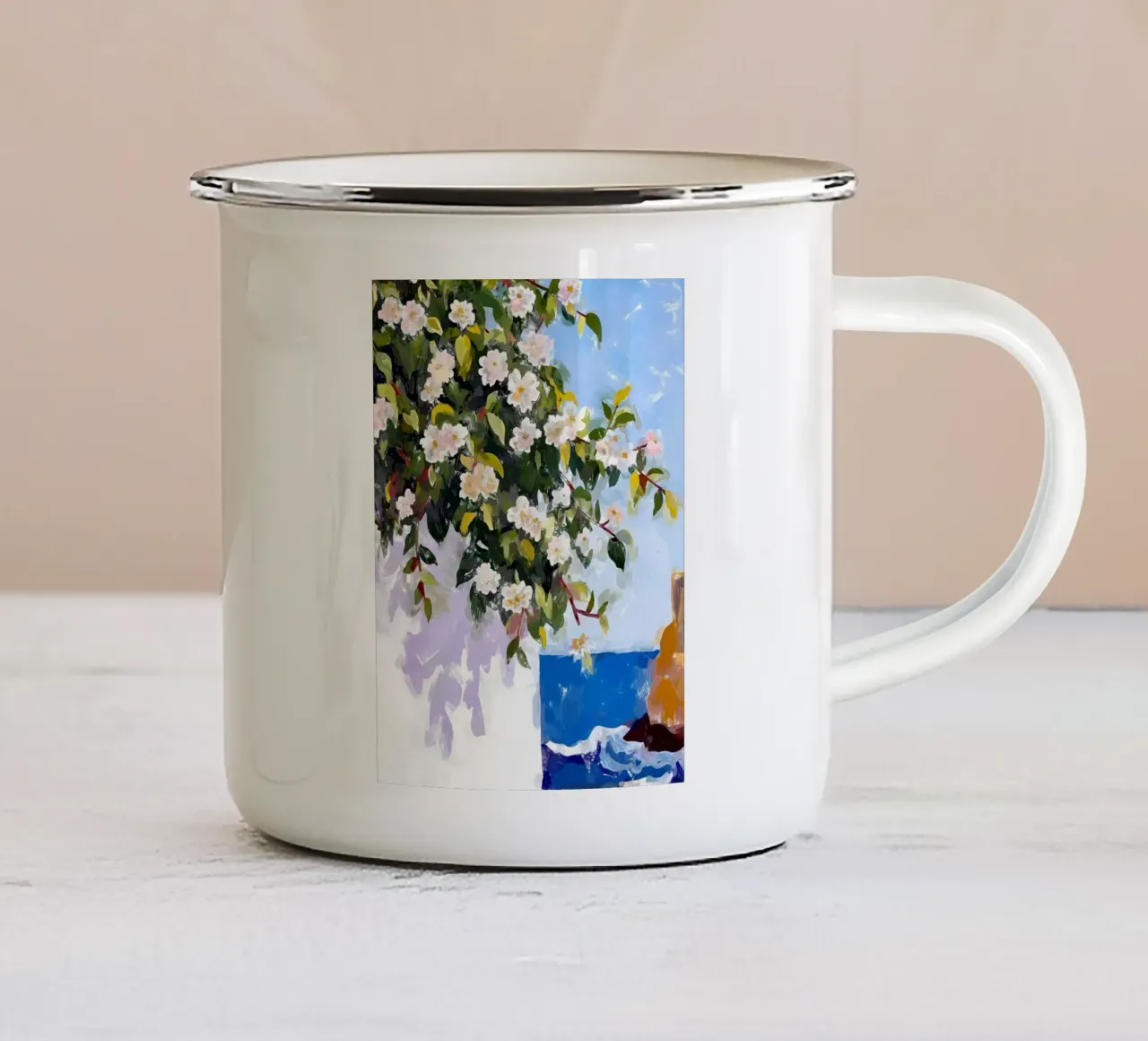 Dove i fiori incontrano il mare tazza in smalto da 83oranges