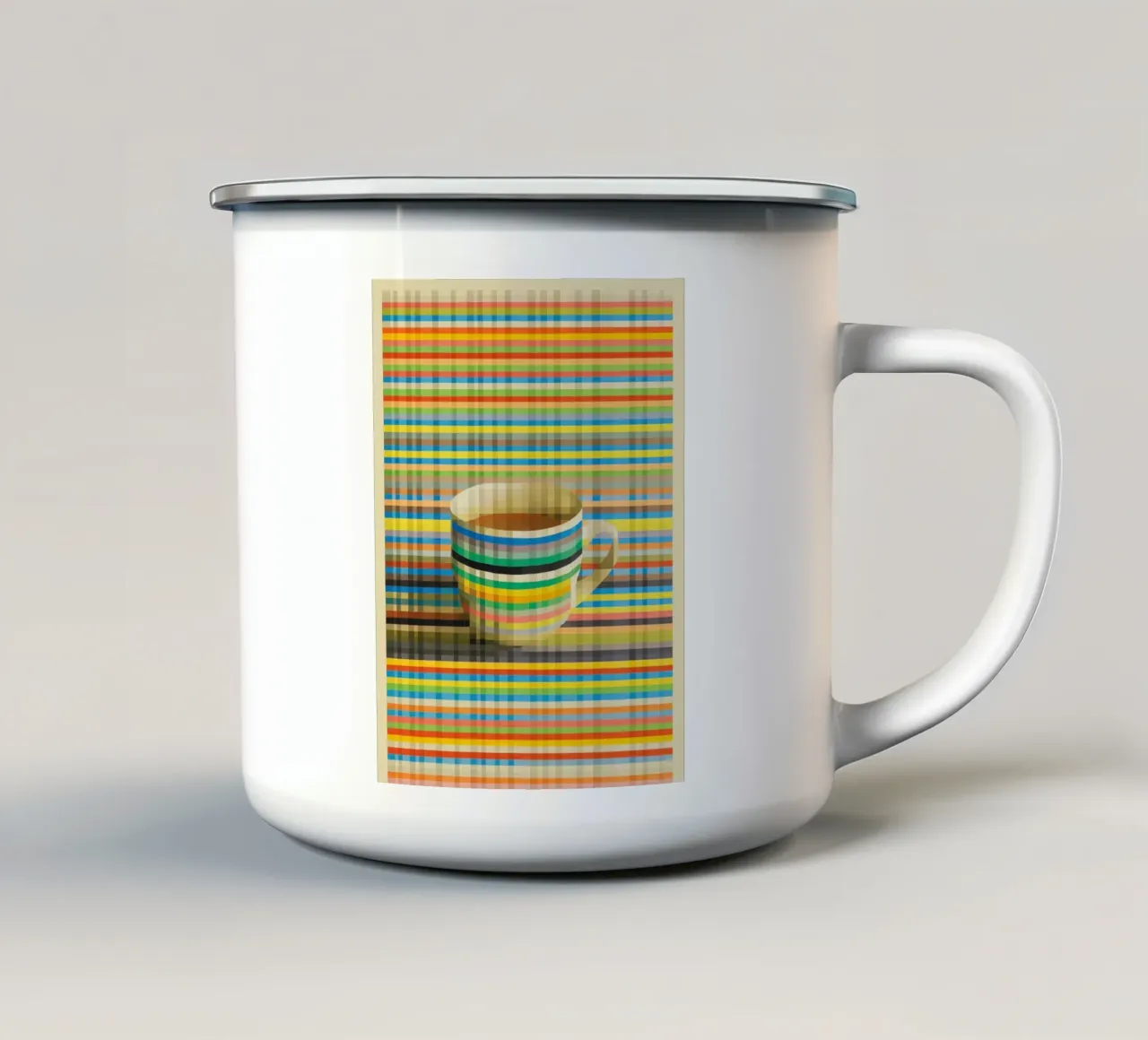 Strisce di caffeina retrò | Coffee art op art per gli occhi tazza in smalto da Autofocus