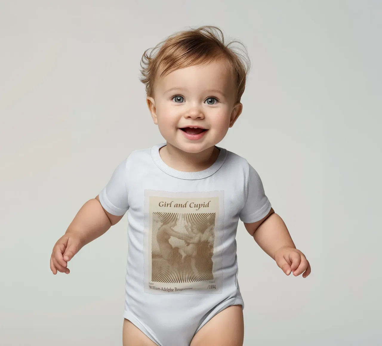Ragazza e Cupido - William-Adolphe Bouguereau body neonato maniche corte da Doa Project