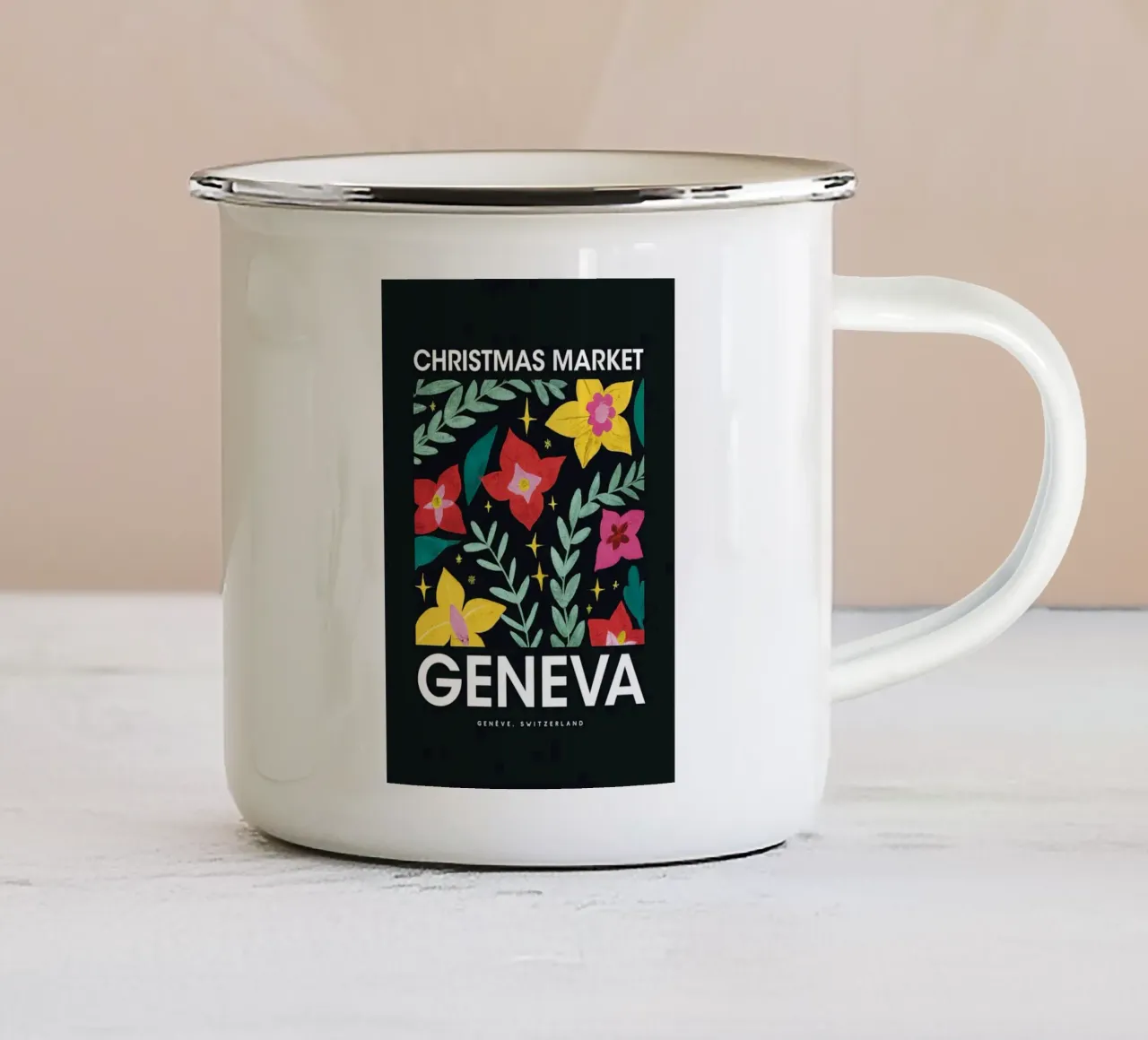 Poster natalizio di Ginevra tazza in smalto da ORION