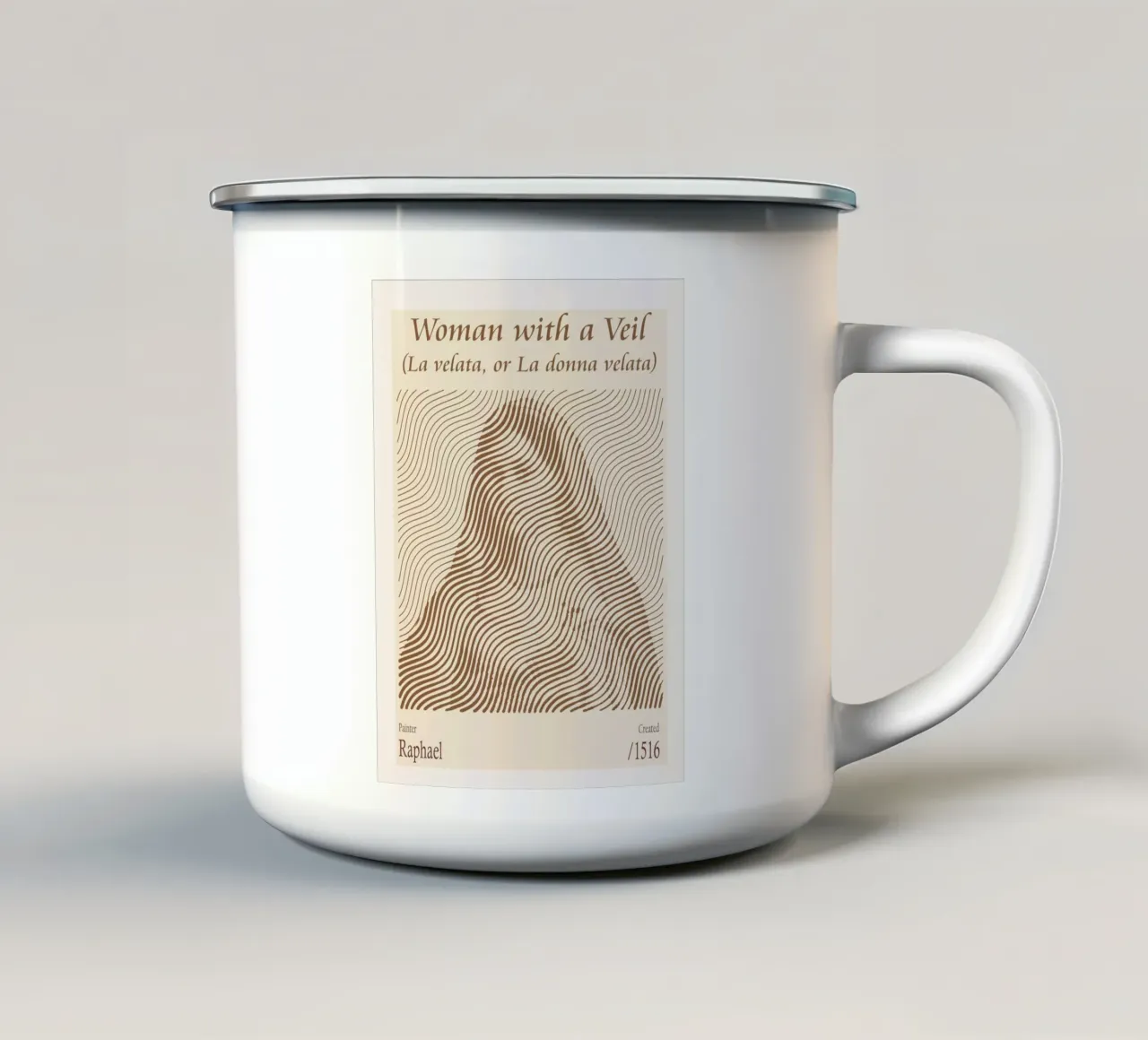 Frau mit Schleier (La velata, oder Die verschleierte Frau) - Raffael Emaille Tasse von Doa Project