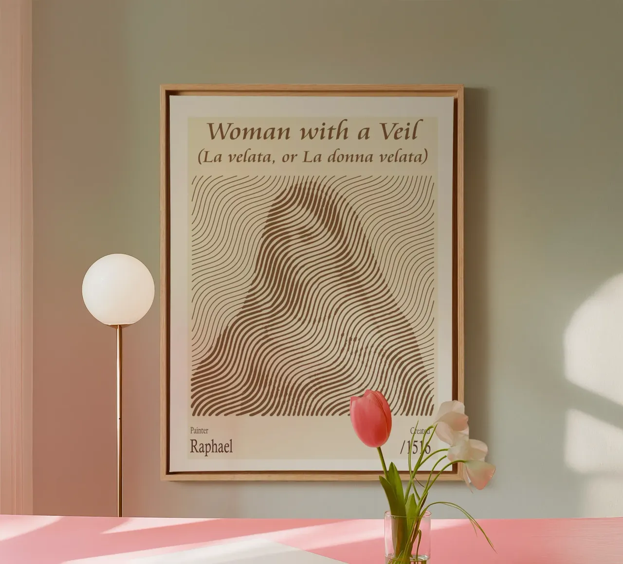 Frau mit Schleier (La velata, oder Die verschleierte Frau) - Raffael Leinwand mit Schattenfugenrahmen von Doa Project