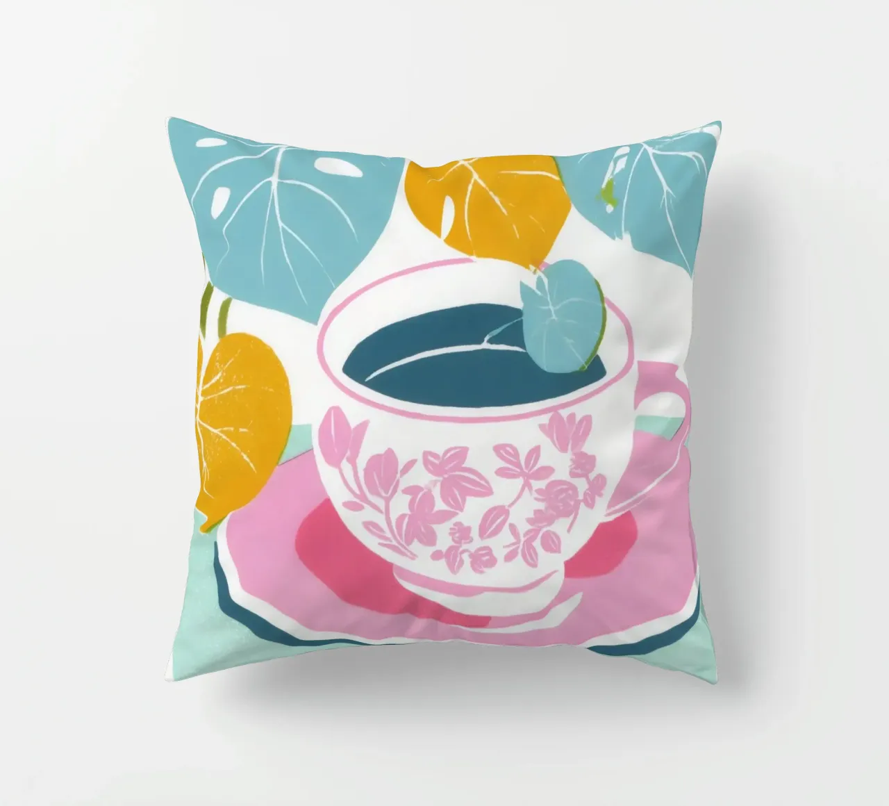 Tè boho con monstera | Pausa tè tropicale cuscino da Autofocus