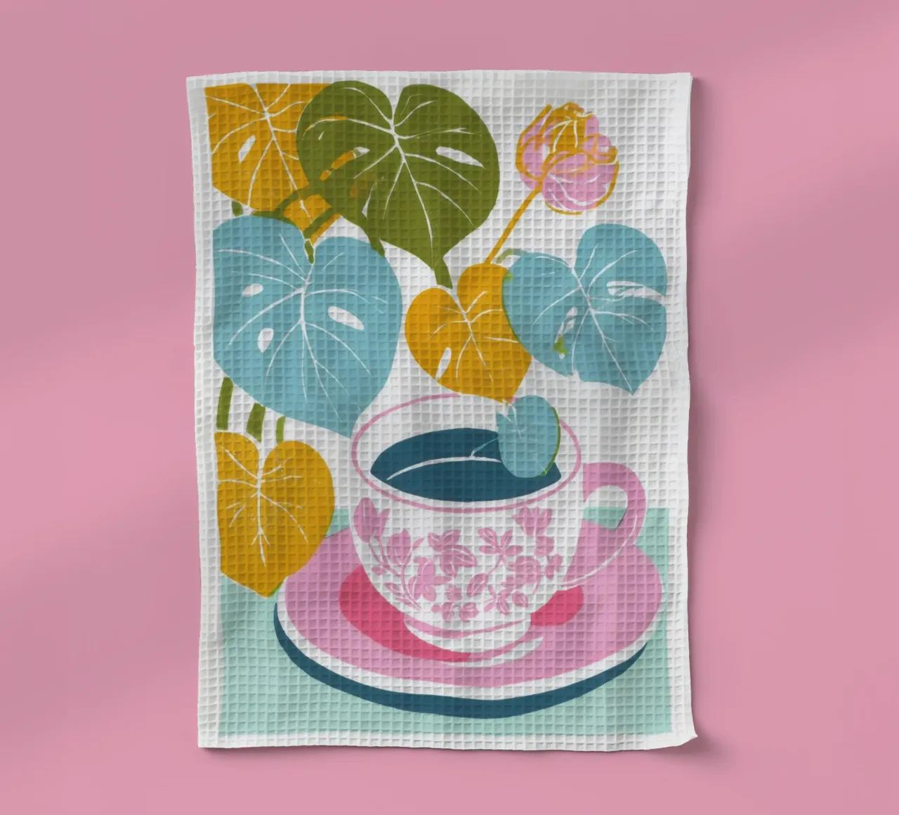 Tè boho con monstera | Pausa tè tropicale canovaccio da cucina da Autofocus