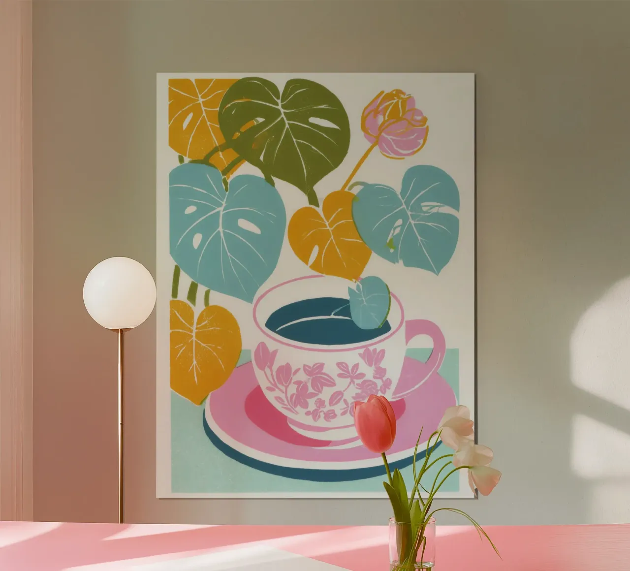 Tè boho con monstera | Pausa tè tropicale carta hahnemühle da Autofocus