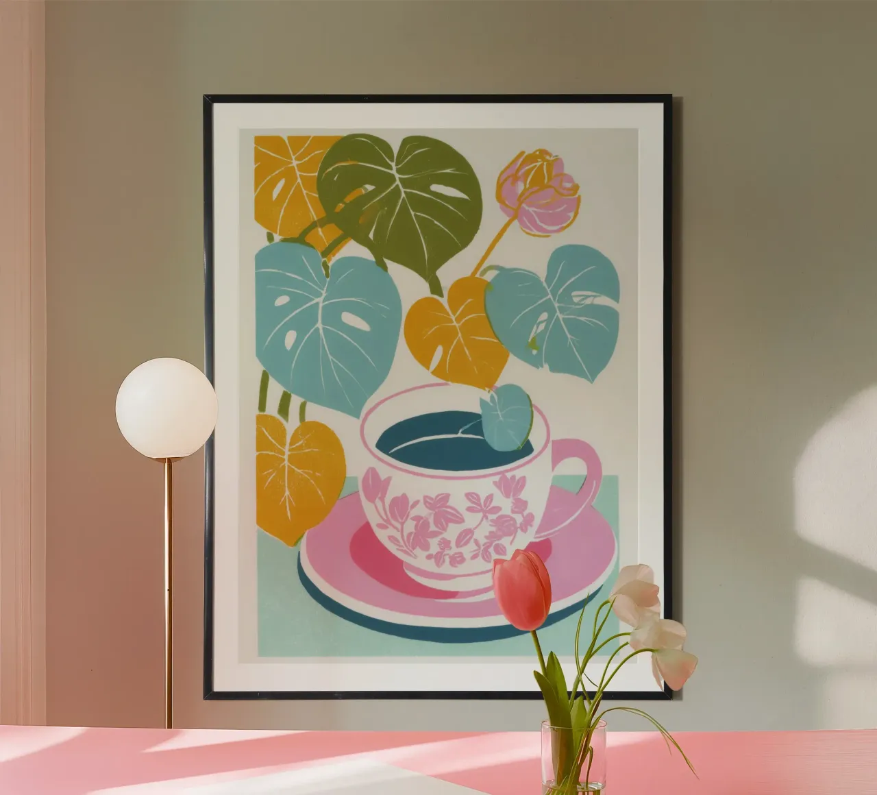Tè boho con monstera | Pausa tè tropicale carta hahnemühle da Autofocus