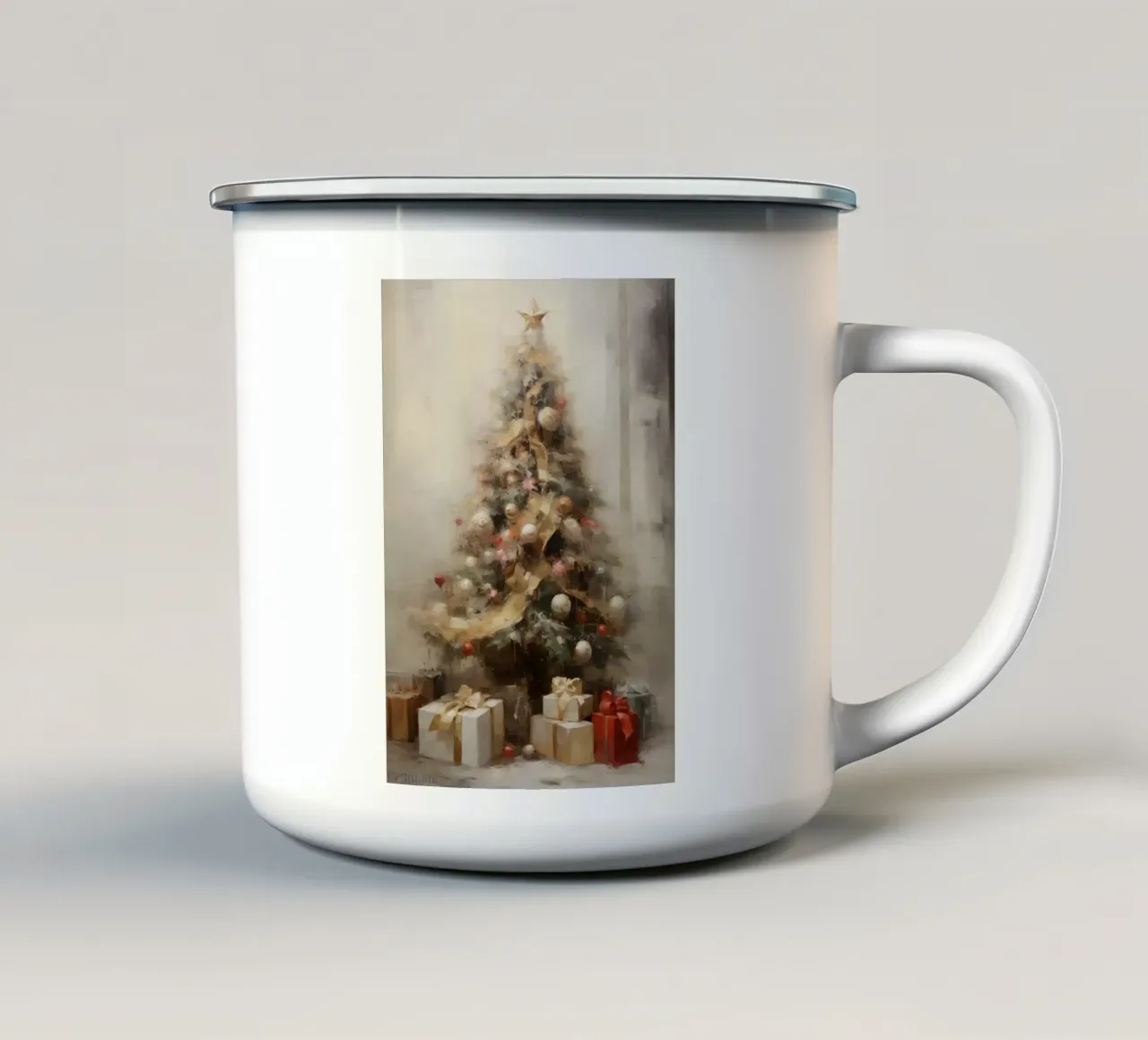 Elegante albero di Natale - Stampa classica di Natale tazza in smalto da Cozy Vibes