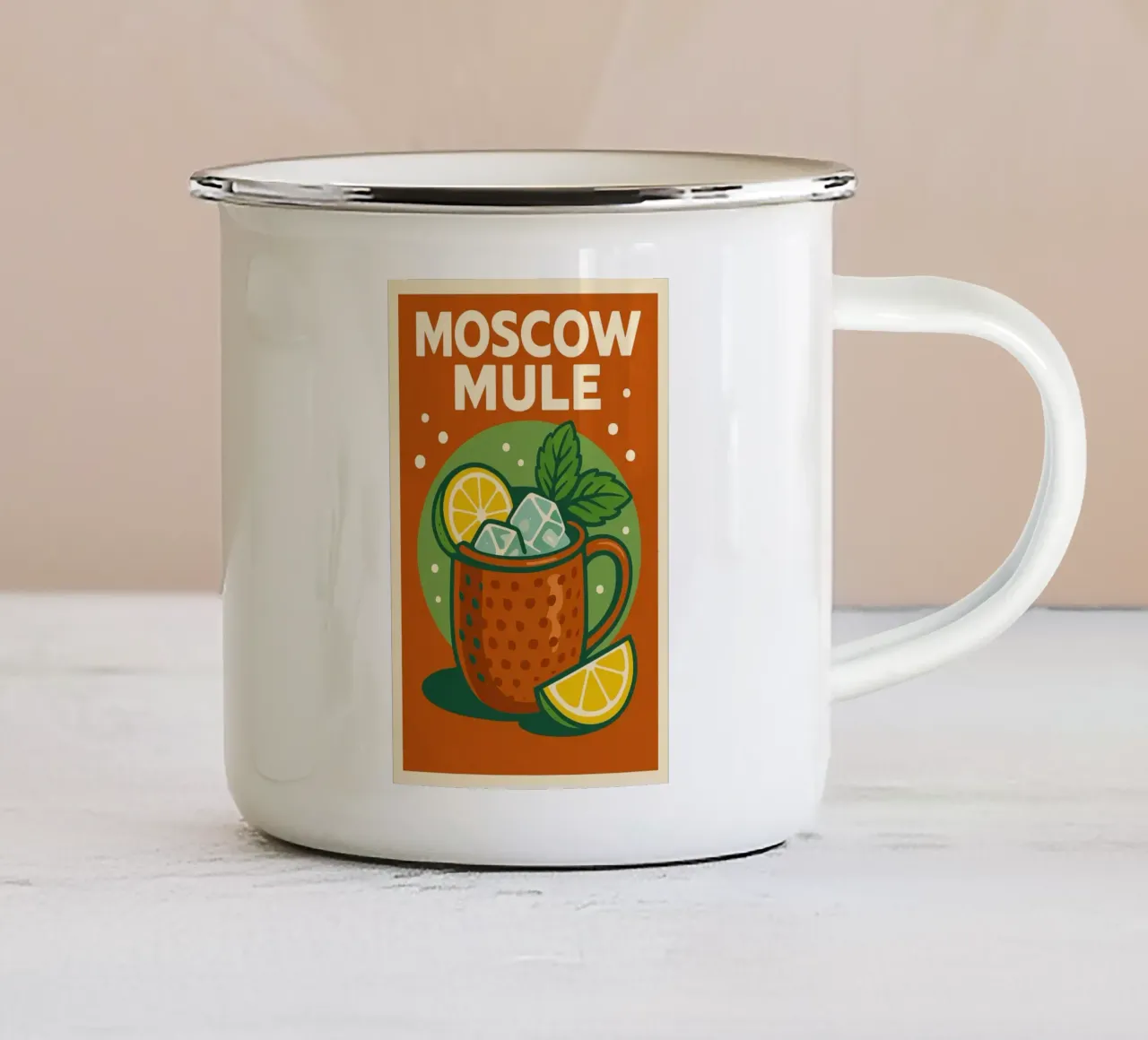 Poster vintage del Moscow Mule - Cocktail retrò in rame tazza in smalto da Boissons - Affiches & posters - Retro
