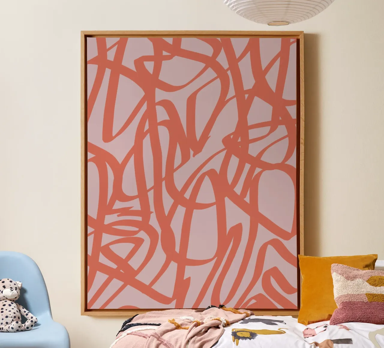 Abstract rood lint canvas van Little Dean