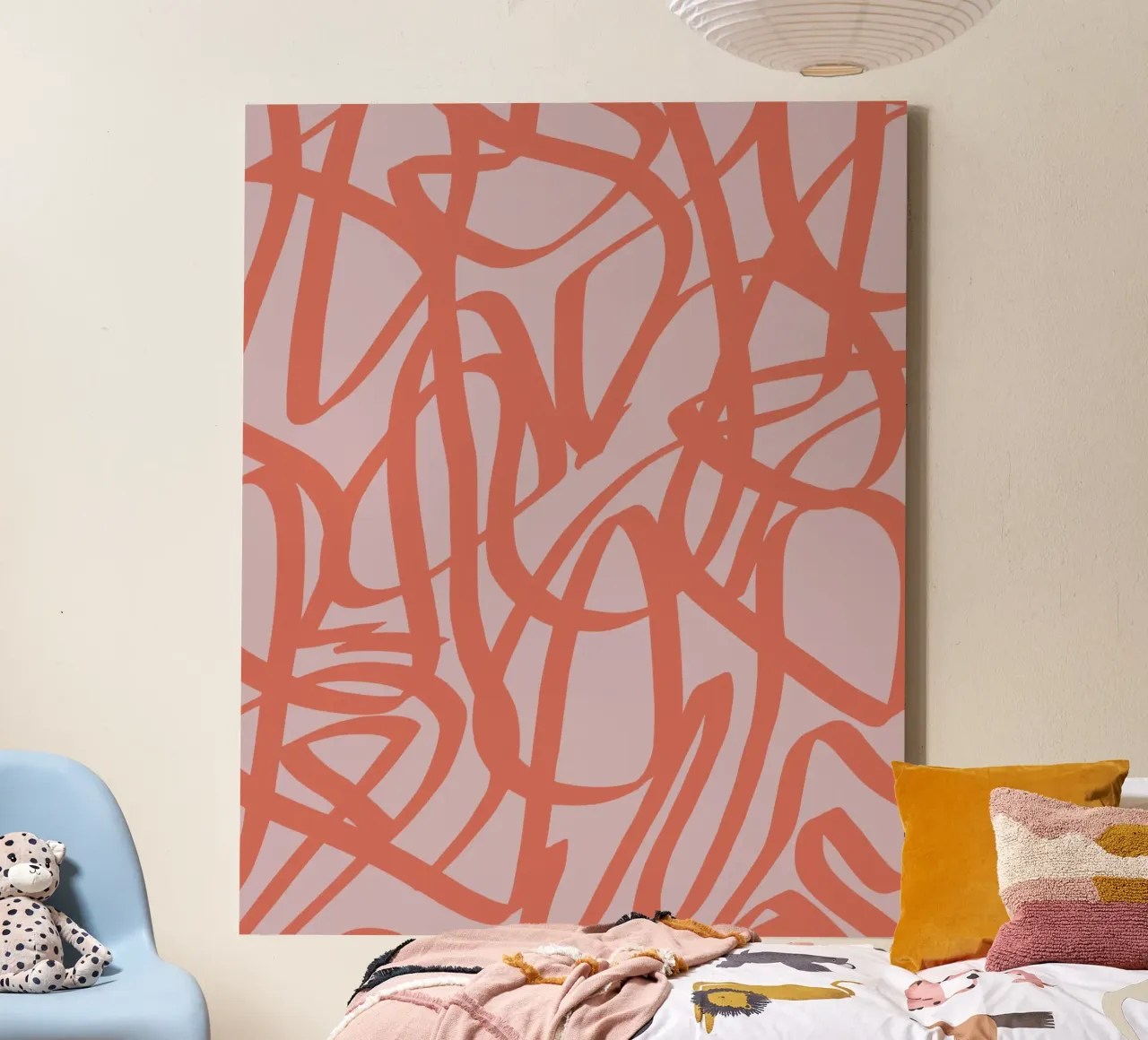 Abstract rood lint canvas van Little Dean