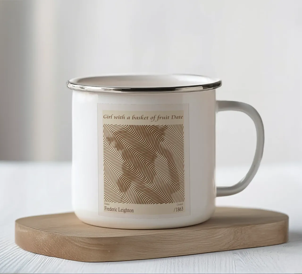 Fille avec une corbeille de fruits Date - Frederic Leighton mug en émail de Doa Project
