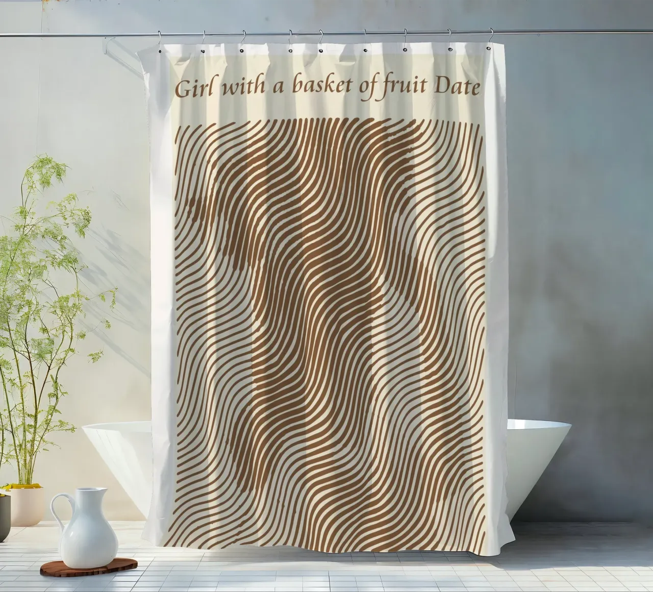 Ragazza con un cesto di frutta Data - Frederic Leighton tenda da doccia da Doa Project