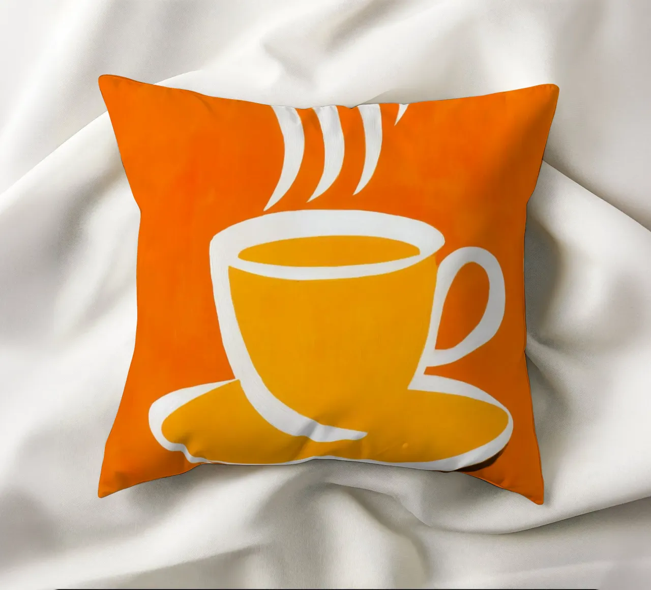 Pausa caffè soleggiata | Colori ottimistici cuscino da Autofocus
