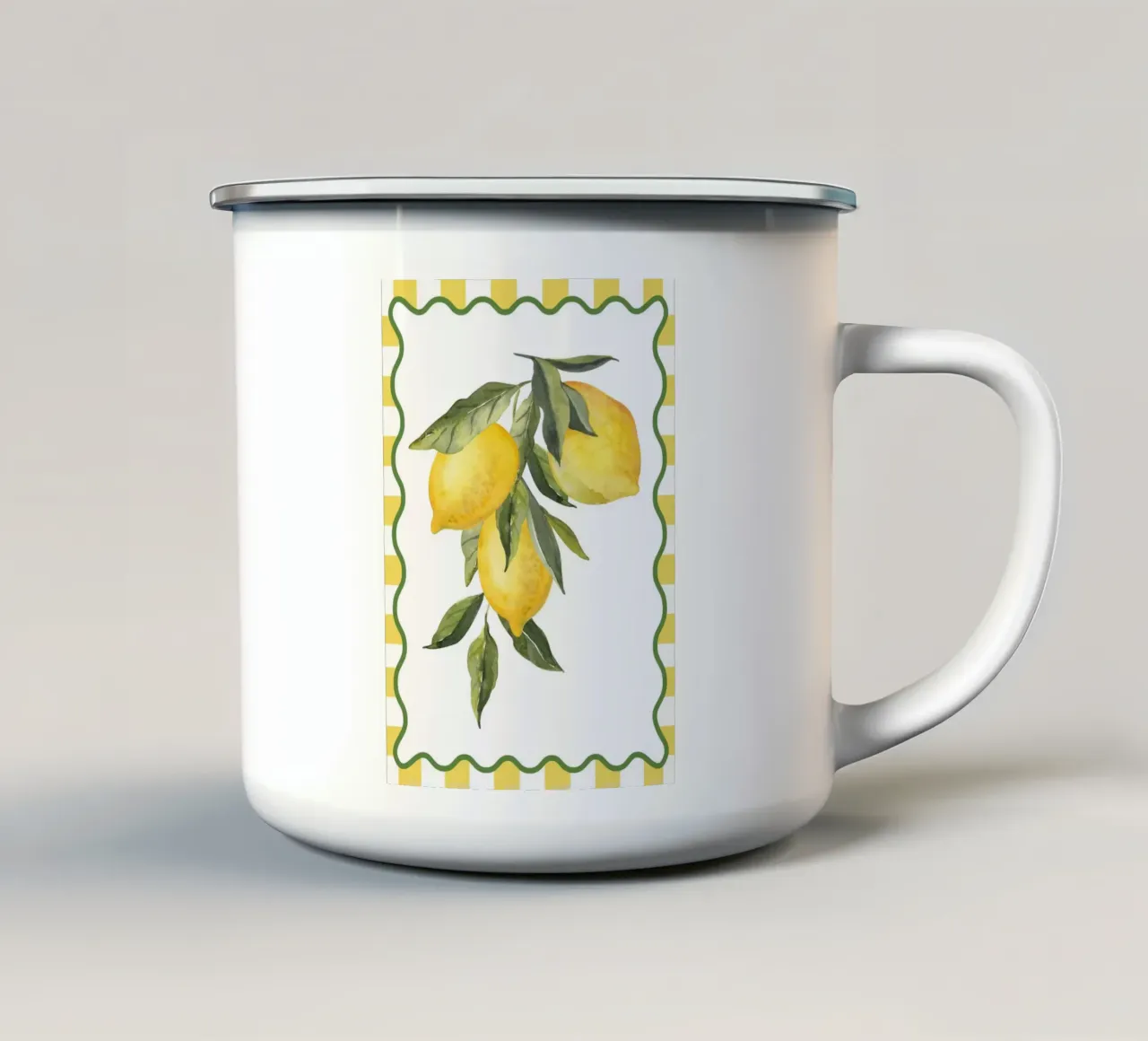 Fris keukenontwerp met citrusvruchten emaille mok van pdigitalprints
