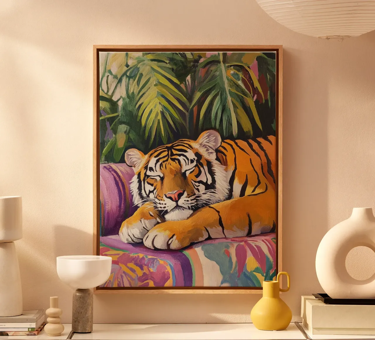 Tigre addormentata tela con Cornice a cassetta da Art Center