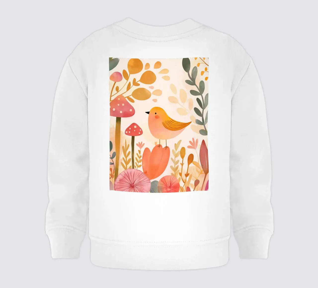 Oiseau jaune fantaisiste dans un jardin de fleurs de champignons Boho sweat pour bébé de Gentle Echoes Art
