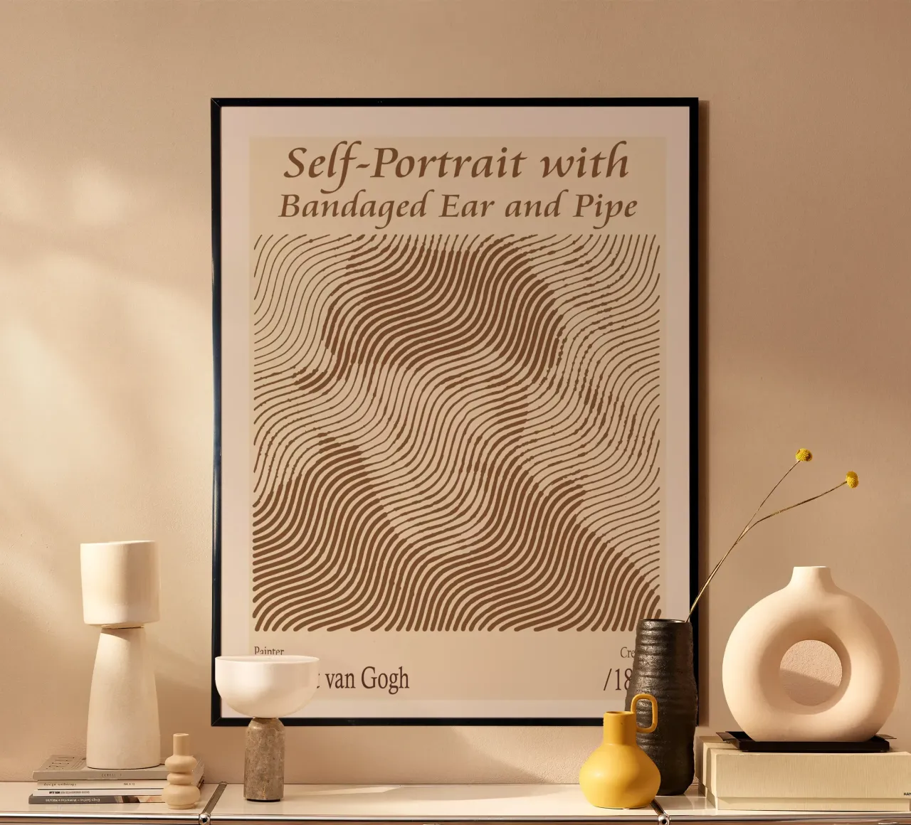 Selbstporträt mit bandagiertem Ohr und Pfeife - Vincent van Gogh Poster mit Holzrahmen von Doa Project