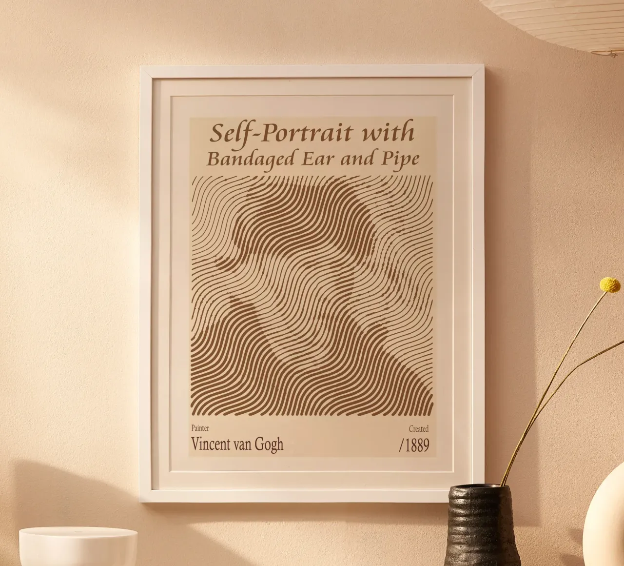 Selbstporträt mit bandagiertem Ohr und Pfeife - Vincent van Gogh Poster mit Holzrahmen von Doa Project