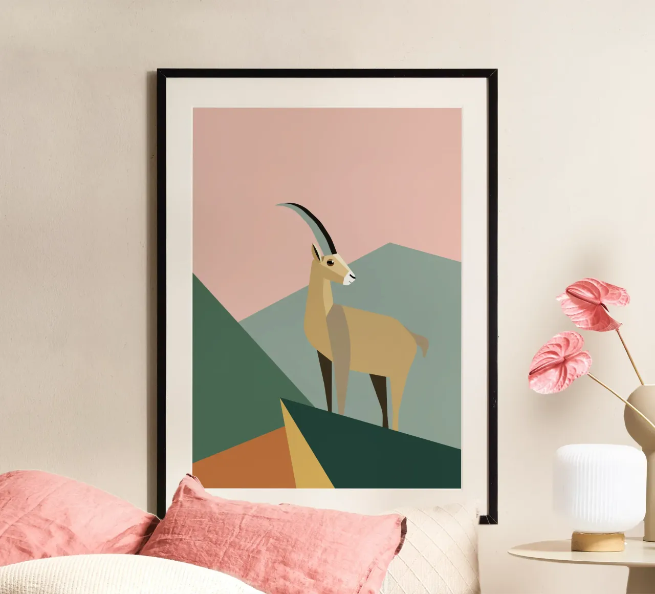 Geometrischer Steinbock in den Bergen carta hahnemühle da DARIA IVANOVNA