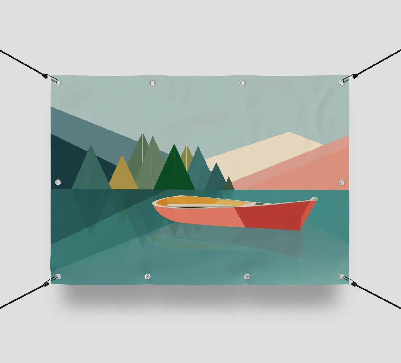Geometrisches Ruderboot auf Bergsee telo in pvc da DARIA IVANOVNA