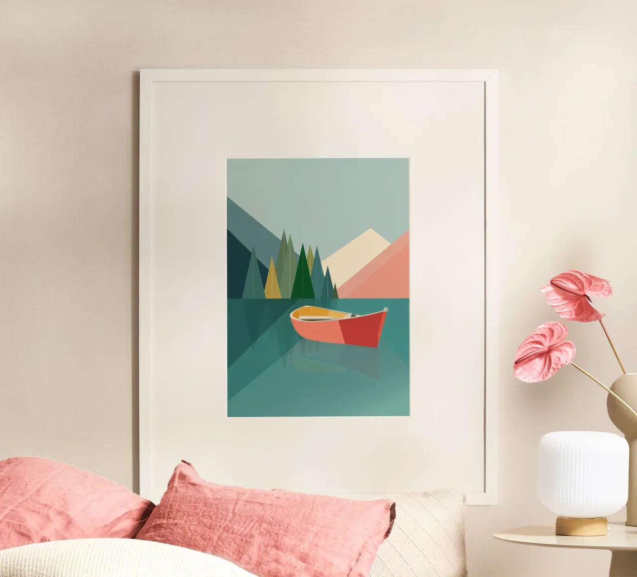 Geometrisches Ruderboot auf Bergsee carta hahnemühle da DARIA IVANOVNA