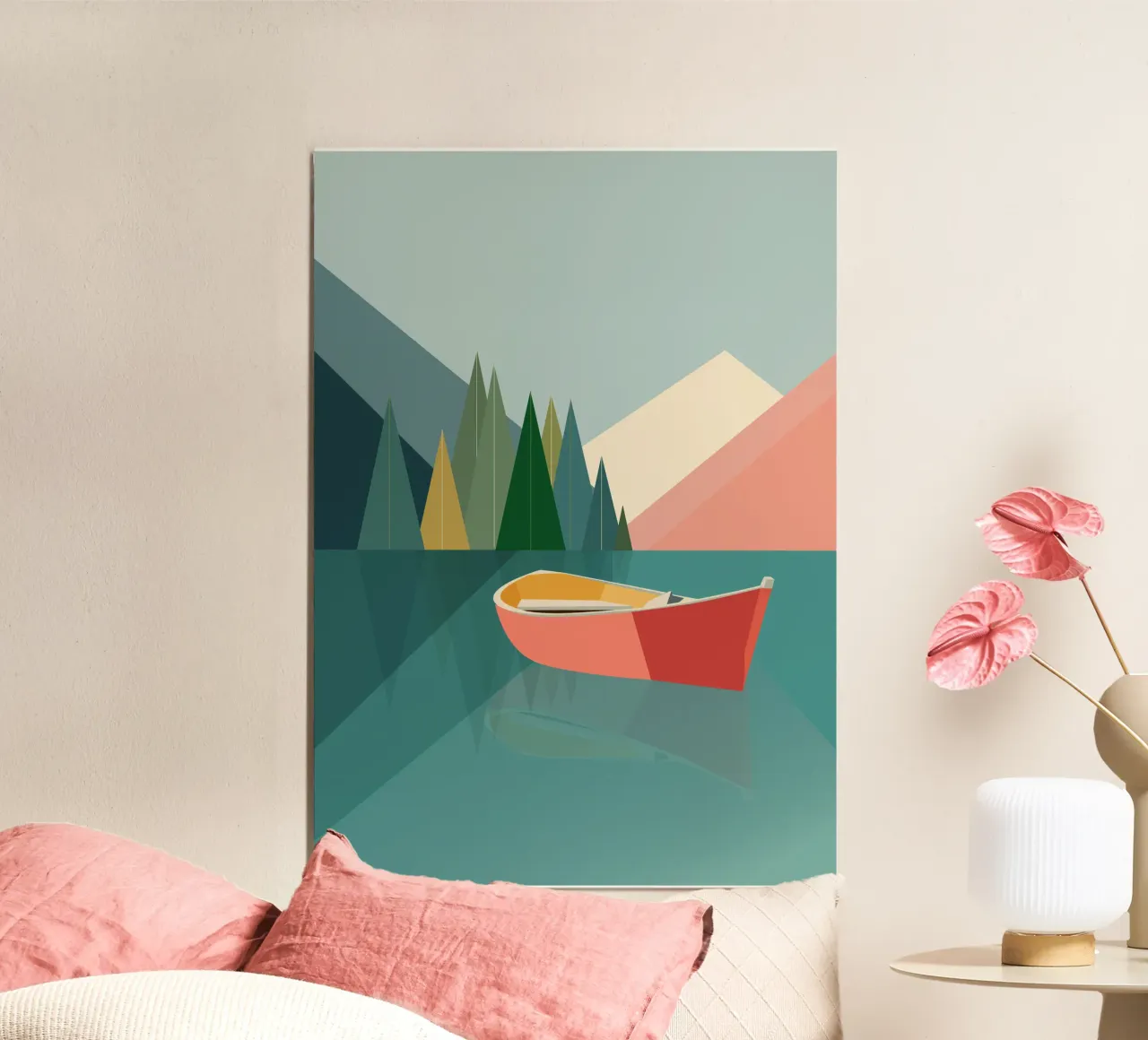 Geometrisches Ruderboot auf Bergsee carta hahnemühle da DARIA IVANOVNA
