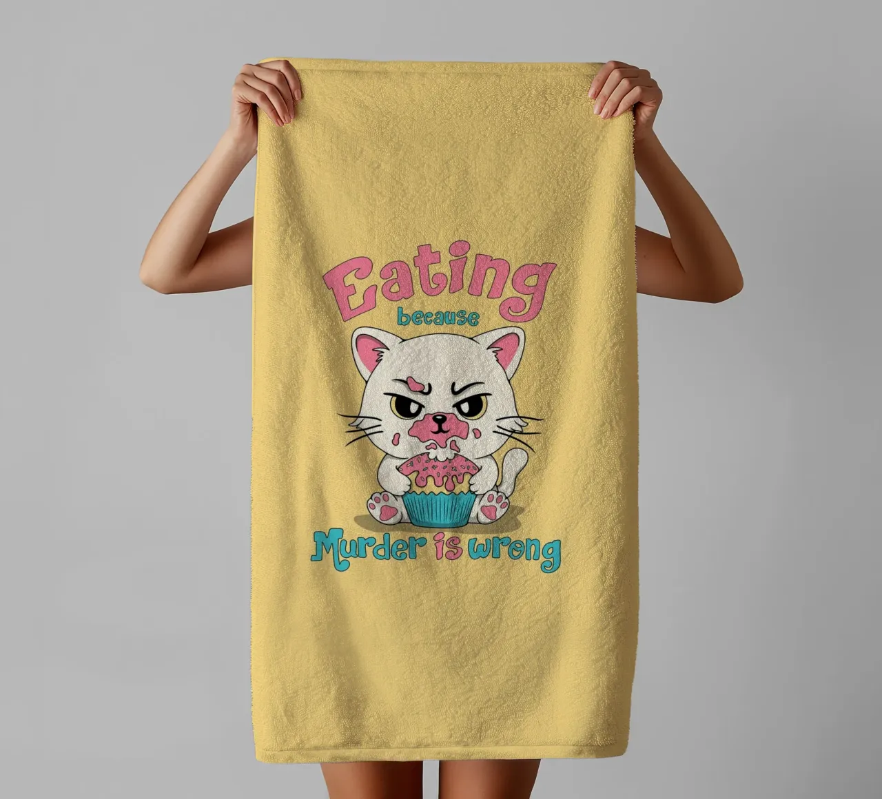 Eating beacuse Muder is Wrong towel by Loobs